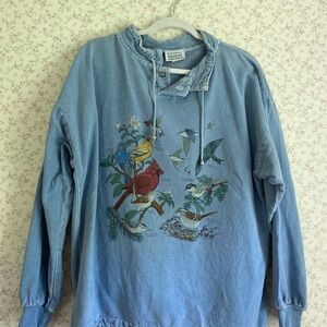 Vintage Sweatshirt National Wildlife Federation Bird Print Mens S/M 100% Cotton